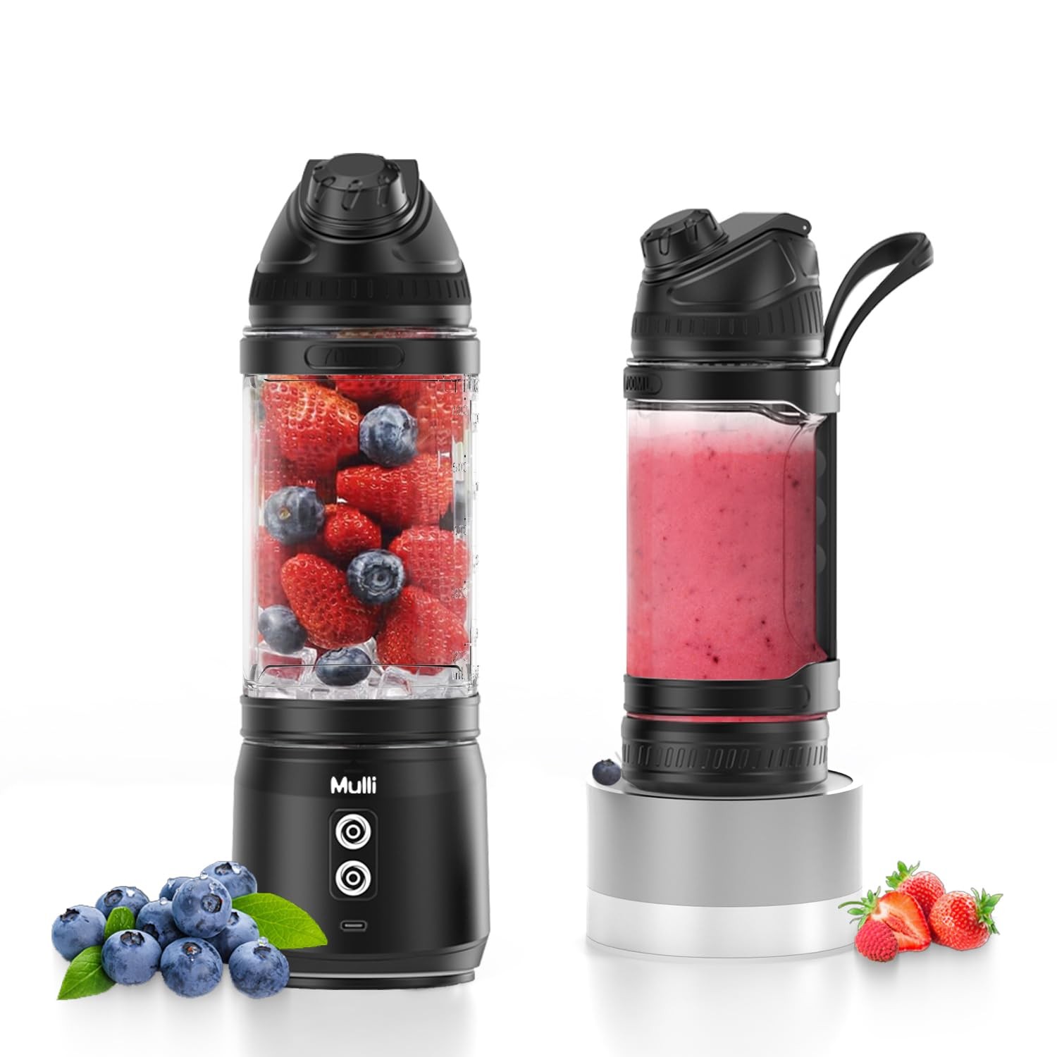 Mulli Portable Blender, 24oz Travel Blender for Shakes and 2