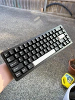 Custom Lucky65 Mechanical Keyboard Black HMX EVA Switches White on Black Keycaps