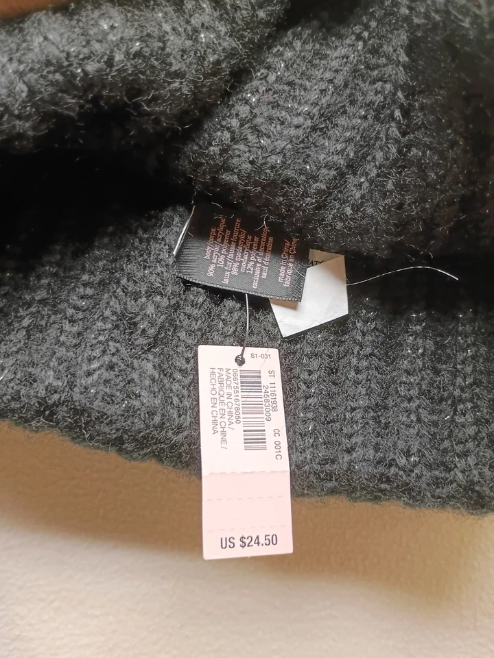 维多利亚的秘密冬季天使闪闪发光的星星黑色球形帽子无檐帽全新带标签 — 第 4/4 张图片