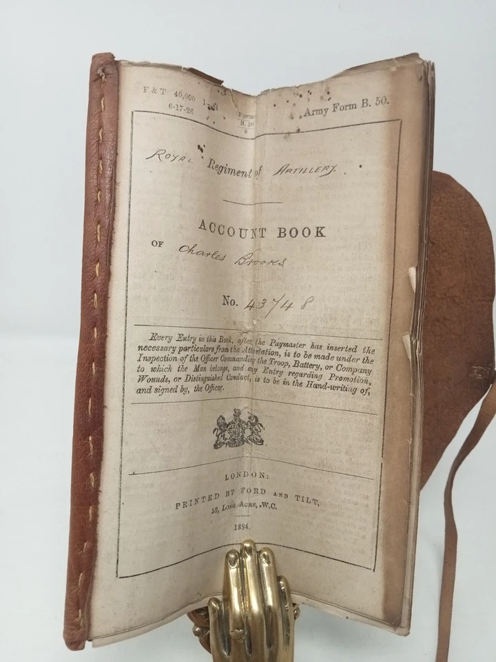 Regiment of Royal Artillery Account Book, 1884, of Charles Brooks, Ford and Tilt - Image 2 of 4