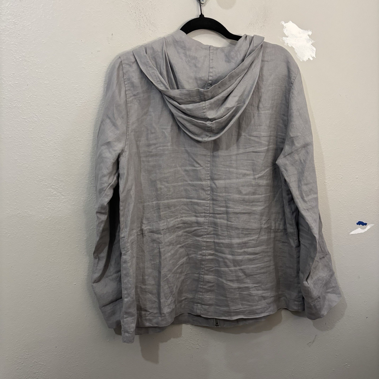 Kenar Linen Gray Utility Jacket Drawstring Waist … - image 4