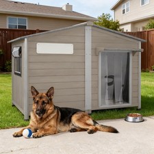 55 Inch Wooden Weatherproof Dog House Outdoor Indoor for Small to Large Dogs