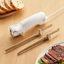 Electric Knife for Meat Slicing, Electric Bread Knife with 4 Stainless Steel Bla