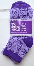 The Animal Rescue Site Women's 3-Pair Paw Sport Socks DH3 Purple 9-11 NWT