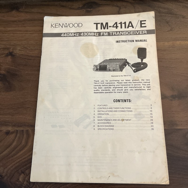 VTG KENWOOD INSTRUCTION MANUAL 440MHZ 430MHZ FM TRANSCEIVER JAPAN