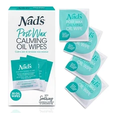 Nad?s Post Wax Calming Oil Wipes - Refill Pack with 20 Oil Wipes, Wax Remover Wi