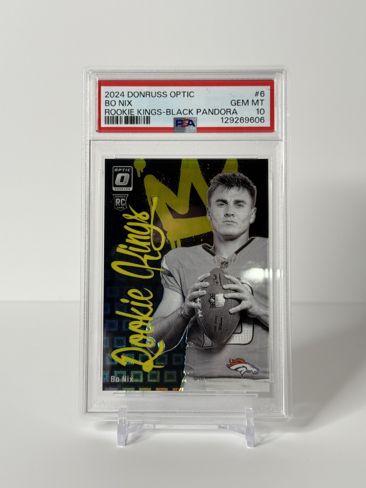 2024 PANINI DONRUSS OPTIC ROOKIE KINGS BLACK PANDORA #6 BO NIX 22/25 PSA 10