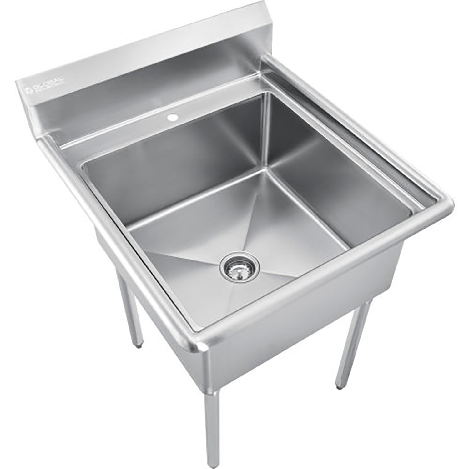 Stainless Steel Utility Sink W/10" Backsplash 24"x24"x12" Deep Basin