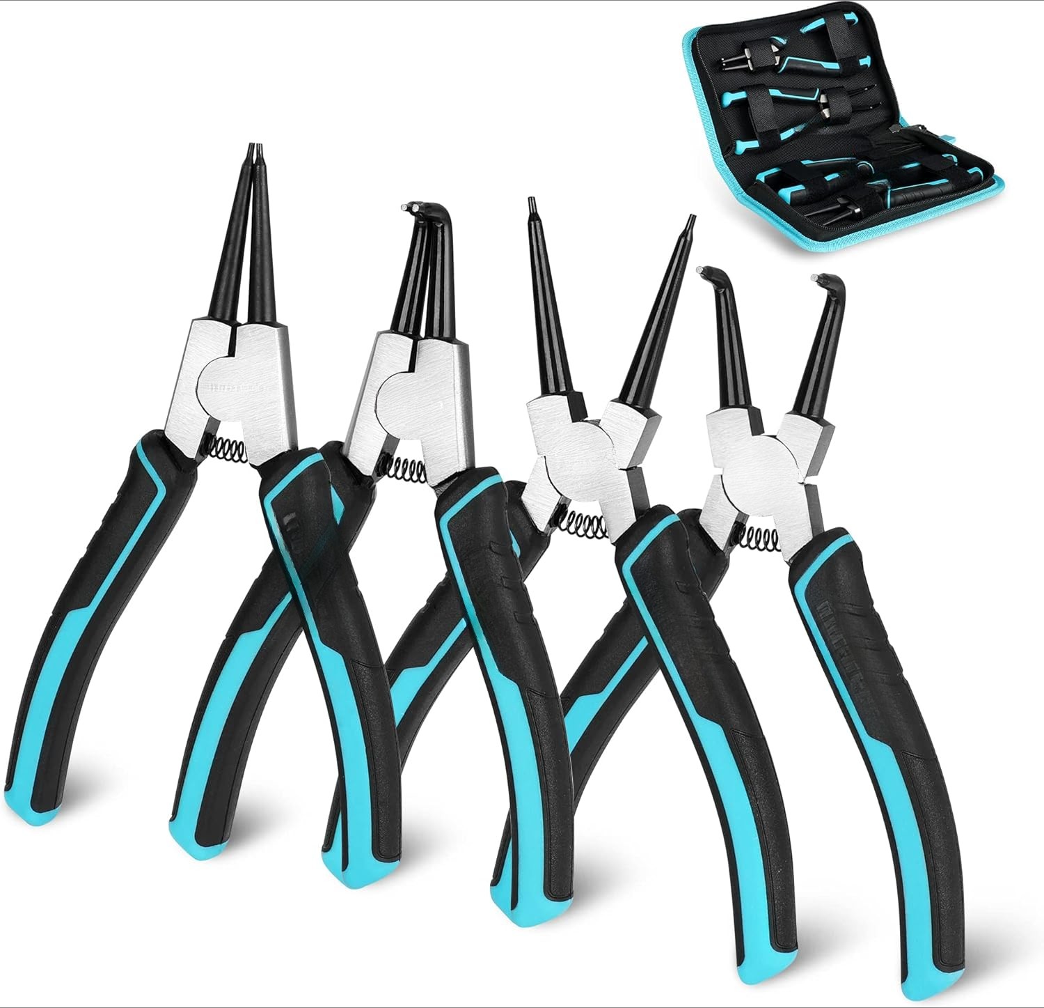 4 PCS Circlip Plier Set, 7-inch Heavy Duty Inside and Outside Circlip Plier Set
