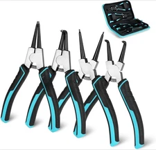 4 PCS Circlip Plier Set, 7-inch Heavy Duty Inside and Outside Circlip Plier Set