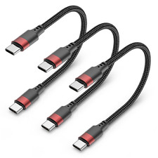 1ft USB C to USB C Cable, 3 Pack 60W Short USBC to USBC Cord, Braided 12 inch US