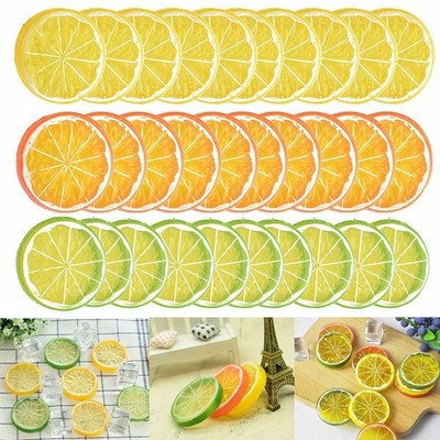 10-60x Fake Lemon Slice Artificial Fruit Simulation Fake Lemon Slices Home Decor