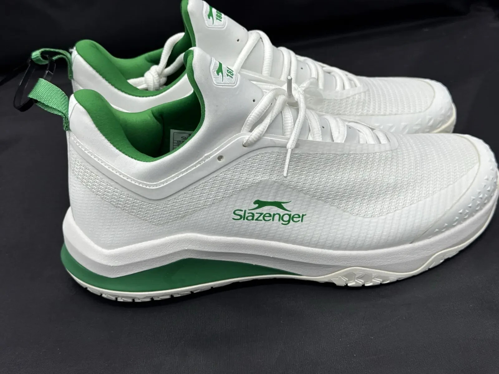 Slazenger 1881 Mens White Green Trainers Mesh Lace Up Sports Gym Shoes Size 8 UK image 3