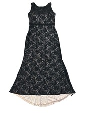 NIGHTWAY Women s Black Lace Gown Sleeveless Full-Length Evening Sz 10 Dress