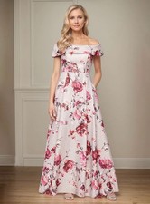 Floral dress MOB, bridesmaid dress, floor length, A line satin size 8, pockets