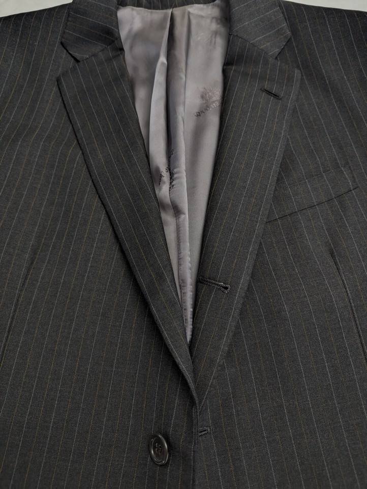 Oxxford Clothes Mens Blazer 120s Wool Striped US 42R Double Vented