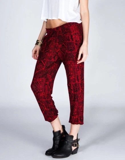 Ethnic Boyfriend Soft Crop Ankle Pants Cropped Buckle Free Tribal Capri People - Image 3 of 4