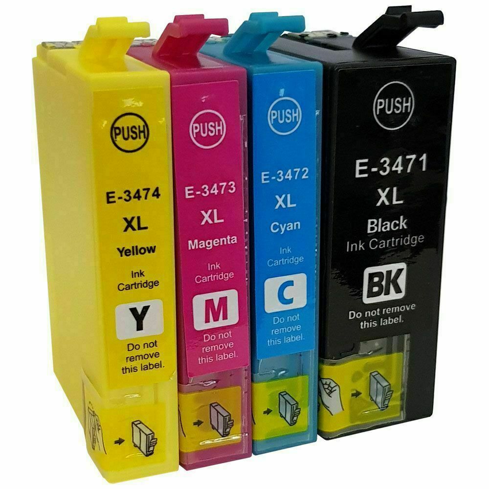 Lot De 4 Cartouches XL Compatibles Epson WF-3720DWF / WF-3725DWF - T3476 / T34XL - Multicolore