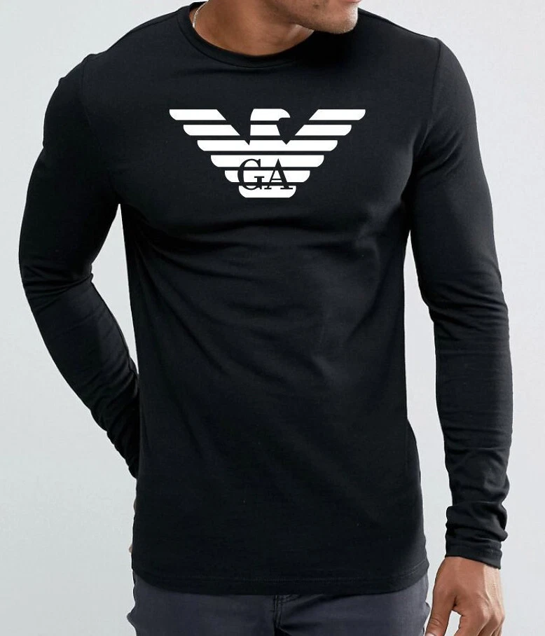 トップス EMPORIO ARMANI Y2K Logo Long Sleeve Tee Emporio Armani Long Sleeve Logo T Shirt, $90 | farfetch.com