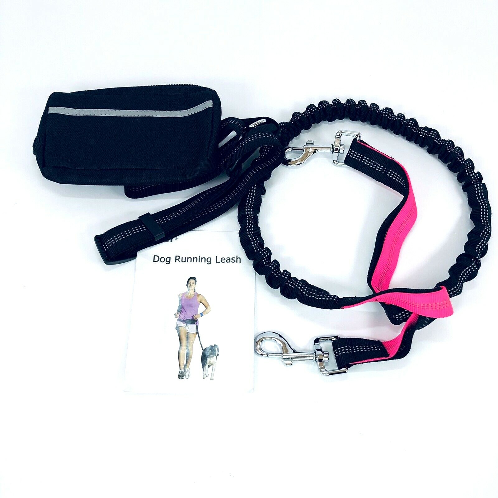 LANNEY Hands Free Dog Lead for Running Walking Training Hiking, Dual-Handle