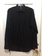 Arrow Men's Classic Fit Wrinkle Free Black Dress Shirt Sz 15.50 34/35 RN 36543