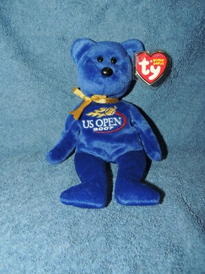 * Original Ty Beanie Baby TOPSPIN (US OPEN 2007) Teddybär mit Tag Vitrinenstück