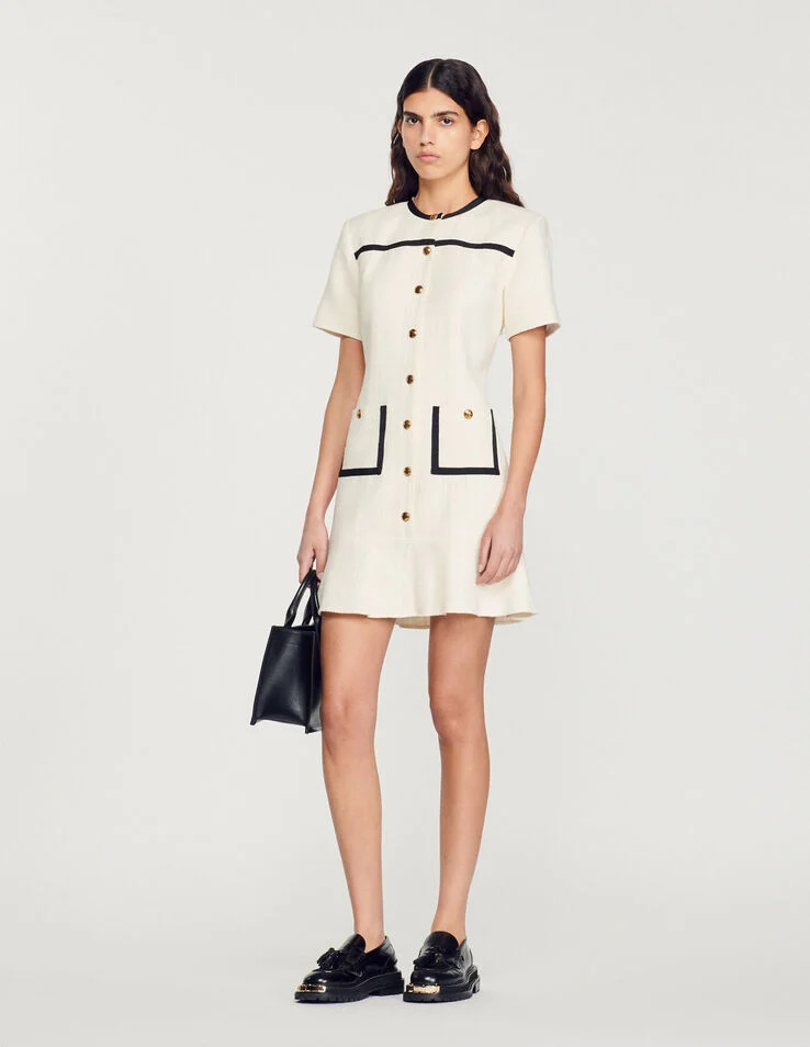 Sandro Women's Jaipur Cropped Tweed Button Up Dress, Style