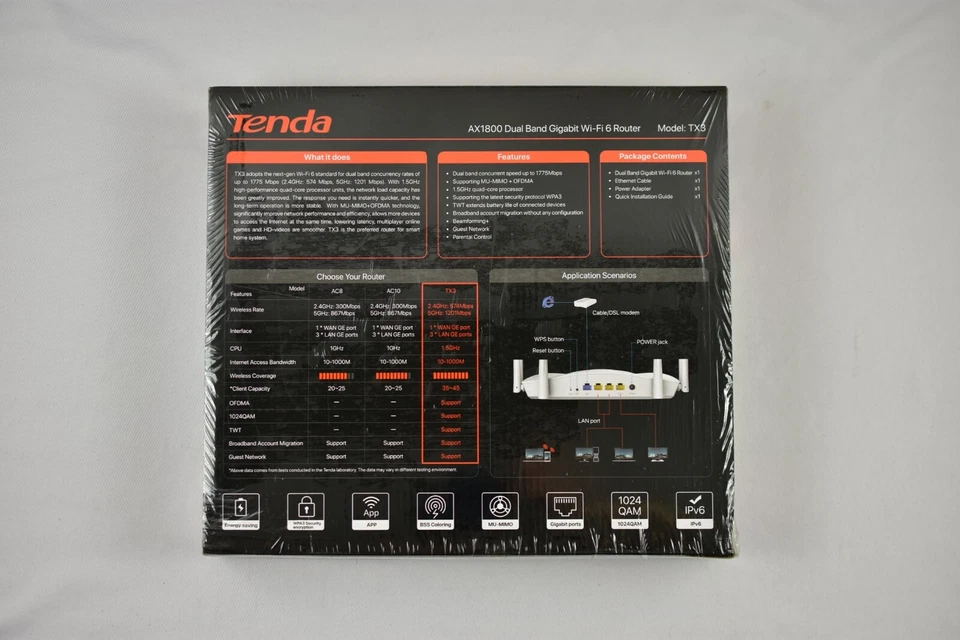 Tenda TX3 AX1800 Dual-Band Gigabit Wi-Fi 6 Router - Image 2 of 4