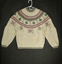 Vintage Shenanigans Sweater Womens Med Hand Knit Floral Artisan Ramie