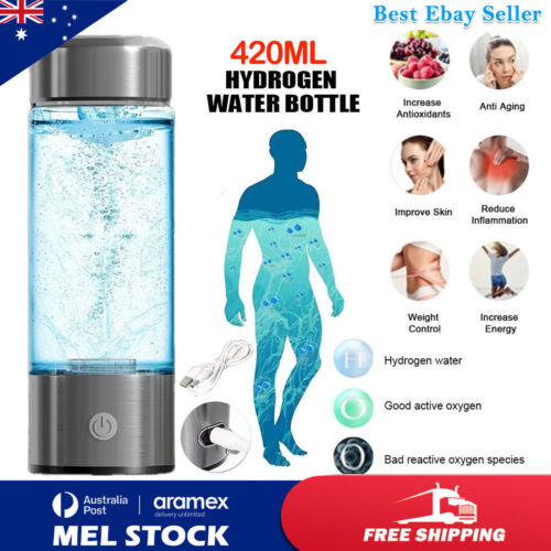 420ml Hydrogen Rich Alkaline Water Bottle Ionizer Generator Bottle Cup Water Mug - Picture 1 of 13