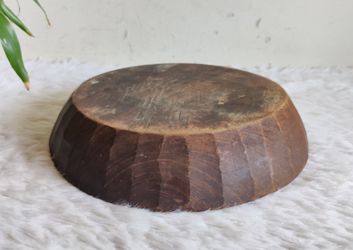 19c Antique Primitive Handmade Wooden Salad Plate Kitchenware