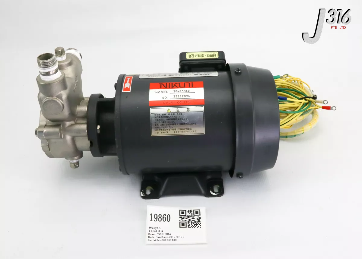 19860 NIKUNI TOSHIBA 3 PHASE INDUCTION MOTOR WITH PUMP 20NED04Z