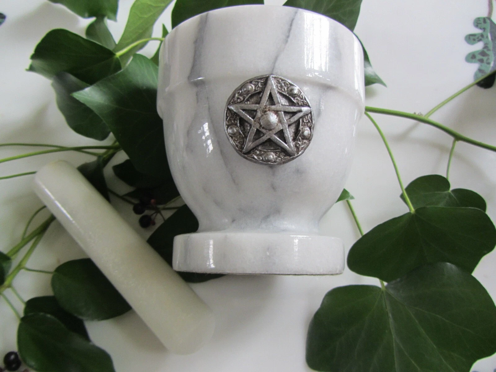 Marble Pestle And Mortar With Pentacle