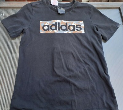 Age 9-10 Black Adidas Army Camoflage Military Tshirt UK