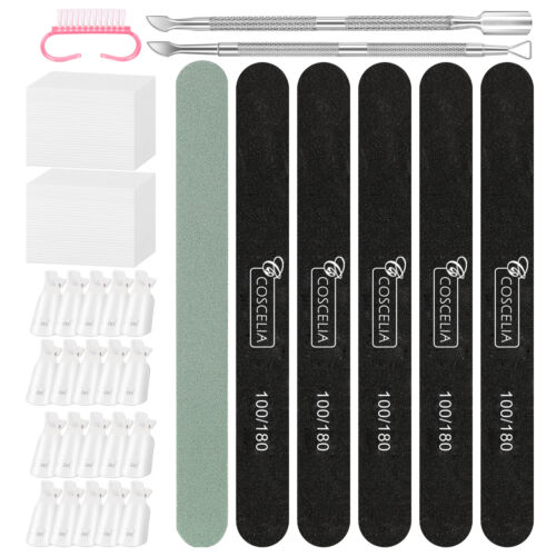 Nail Files Kit With Nail Cleaner Brush Cuticle Pusher Nail Remover Clip Caps - Picture 1 of 6