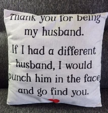 Thank You For Being My Husband Canvas pillow cover 16 X 16 Gift Valentine New 