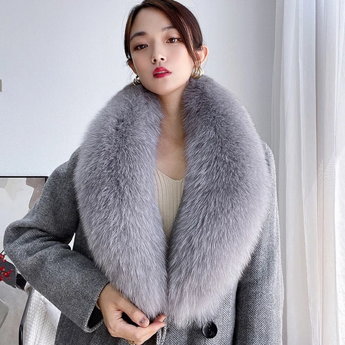 100CM Real Fox Fur Scarf Collar Women Winter Neck Warm Fox Scarves Unisex Shawl - Bild 6 von 47