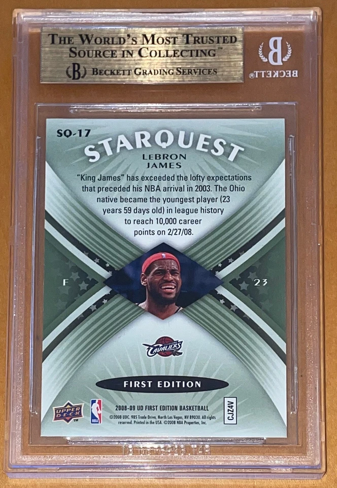 2008 LeBron James UPPER DECK STARQUEST GREEN FIRST EDITION #SQ17 BGS 9.5, 10 sub - Image 2 of 4