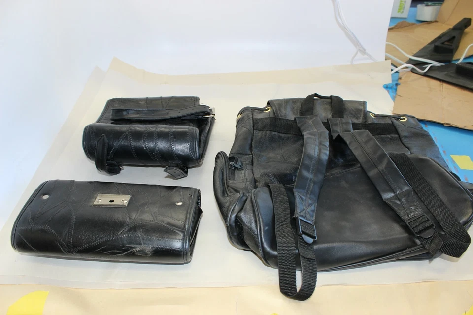 Diamond Plate Buffalo Cuero Accesorio Moto Equipaje Set 3 Piezas Lote Foto 3 de 4