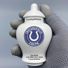 Ceramic Football Urn   Indianapolis Colts Theme, Custom Text