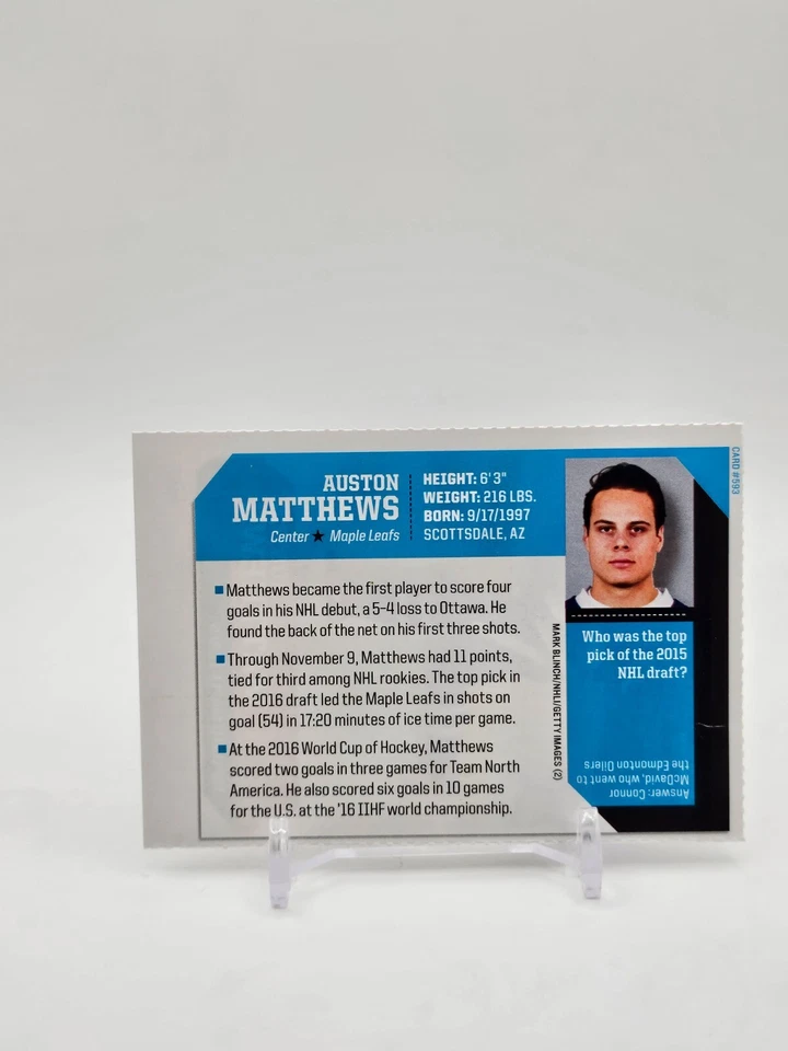 Auston Matthews 2017 Sports Illustrated for Kids SERIES 5 #593 Maple Leafs (SP) - Image 2 of 2