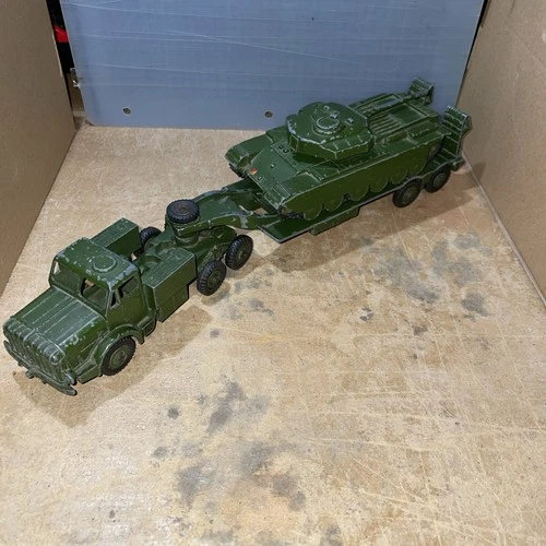 Vtg 1960's Dinky Super Toys 660 Tank Transporter + 651 Centurion Tank Near Mint