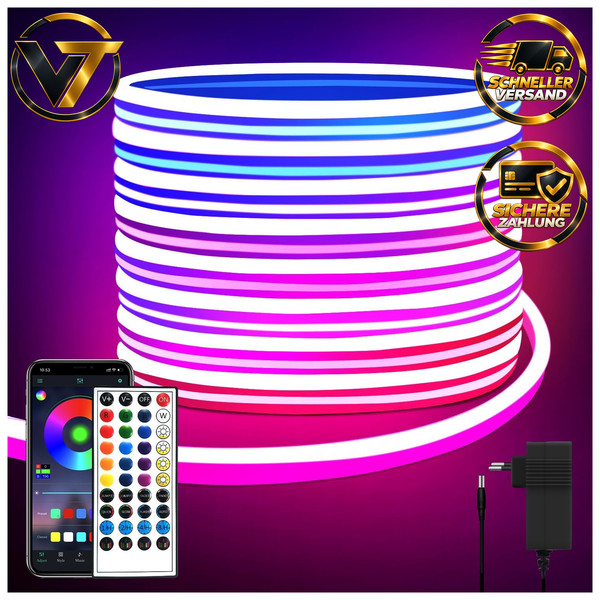 Neon LED Strip 10M APP Steuerung IP65 Wasserdicht Lichtleiste FüR Dekoration-image