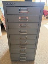 bisley 10 drawer silver filing cabinet.Height 59 cm Width 28cm Depth 38cm