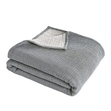 100 Cotton Muslin Blanket King Size 108" x 90", Yarn King Size 108"X90" Grey