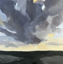 Tableau Huile Contemporain Abstrait Paysage Nuageux Original Beaux Art