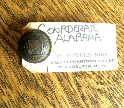 CIVIL WAR ERA CONFEDERATE STATE OF ALABAMA OFFICER'S COAT BUTTON