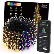  Smart Christmas Lights, 180FT 500 LED Warm White & Multicolor - Green Wire