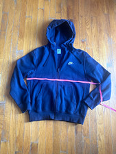Nike Men s Black Full Zip Fleece Hooded Hoodie, Logo, Size S Regular