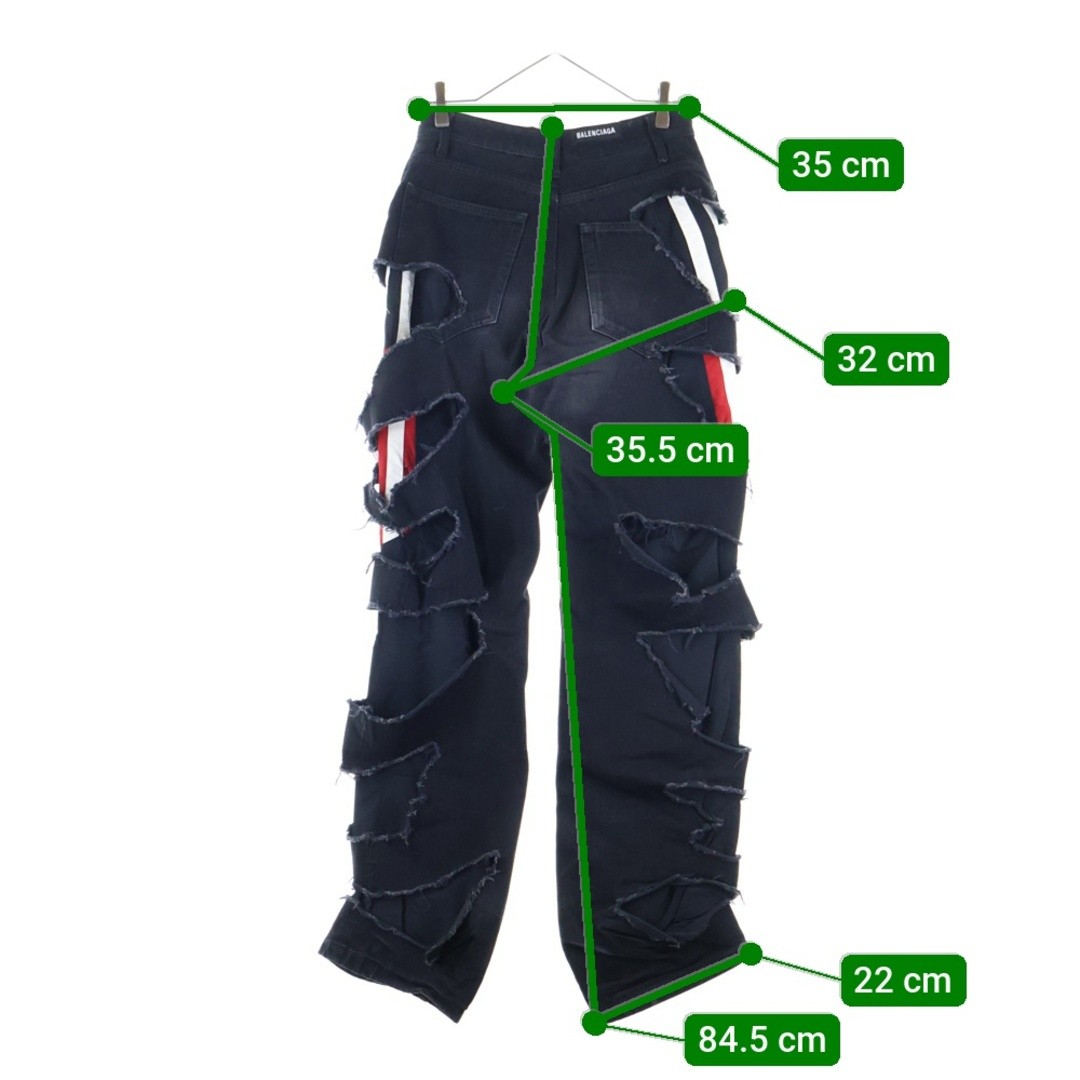 BALENCIAGA 21AW Slashed Loose Fit Pants Denim Black 662764 TBP47 Used 001d908ee9 thumbnail 9